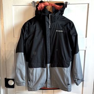 Columbia Black Gray Winter Coat Orange Lining Separate Fleece Jacket